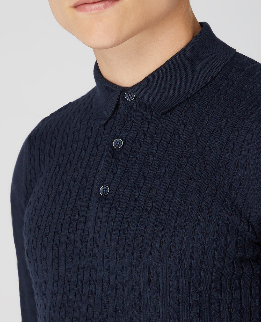 REMUS LS KNITTED POLO 58759 - NAVY