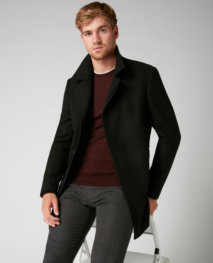 REMUS UOMO LOHMAN OVERCOAT - BLACK