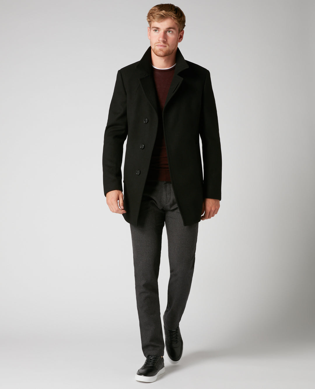 REMUS UOMO LOHMAN OVERCOAT - BLACK