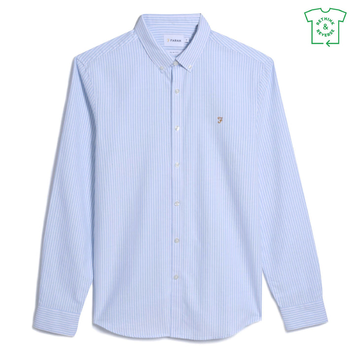 FARAH BREWER STRIPE LS BD - SKY BLUE