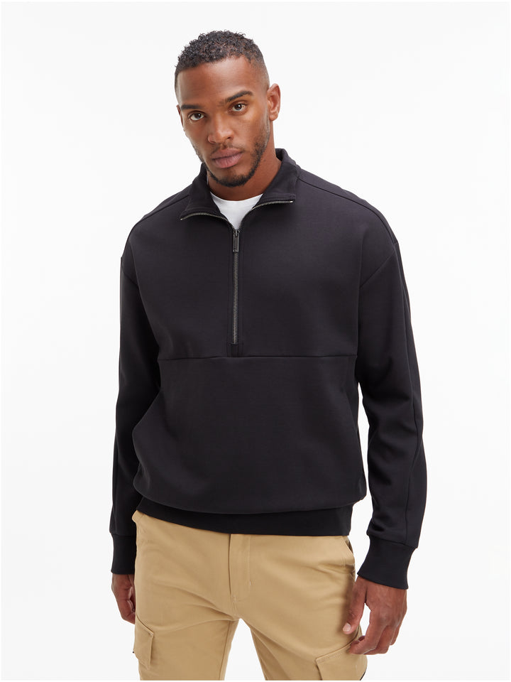 CK COMFORT DEBOSSED LOGO QZIP - BLACK