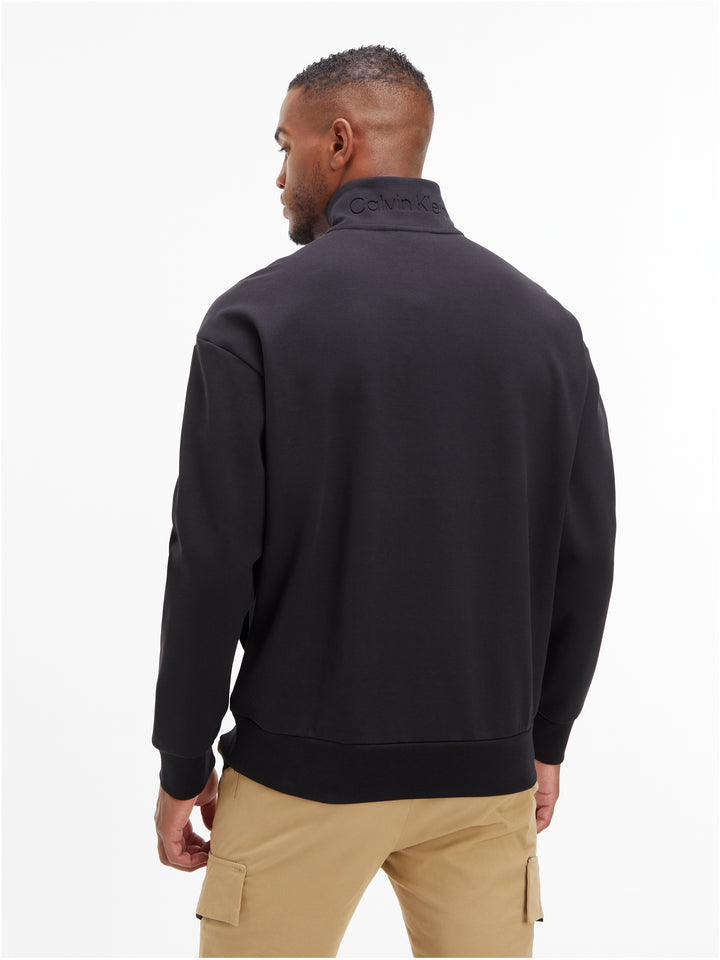 CK COMFORT DEBOSSED LOGO QZIP - BLACK