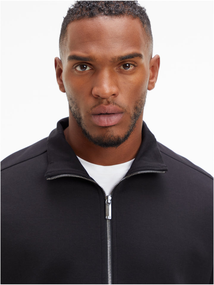 CK COMFORT DEBOSSED LOGO QZIP - BLACK