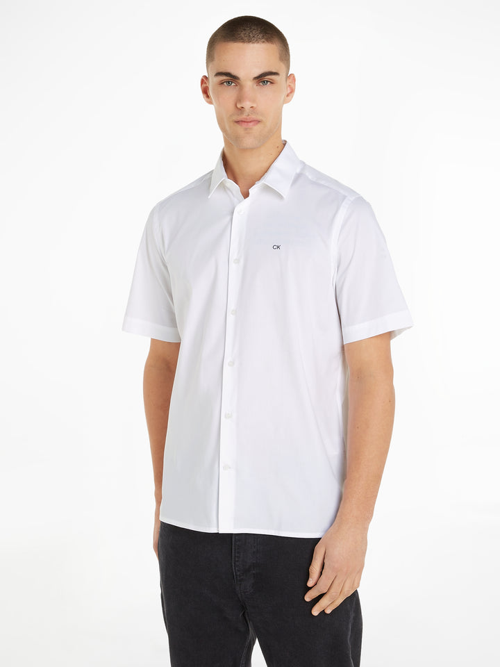 CK STRETCH POPLIN S/S REG SHIRT - WHITE