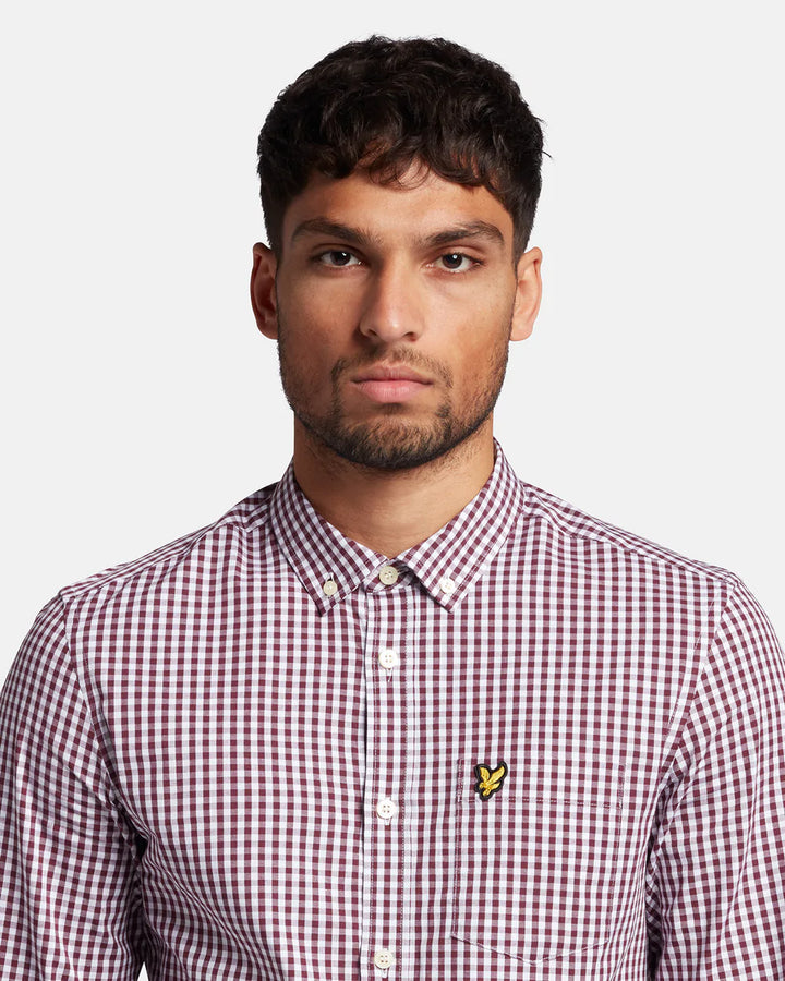 LYLE & SCOTT GINGHAM SHIRT - BURGUNDY