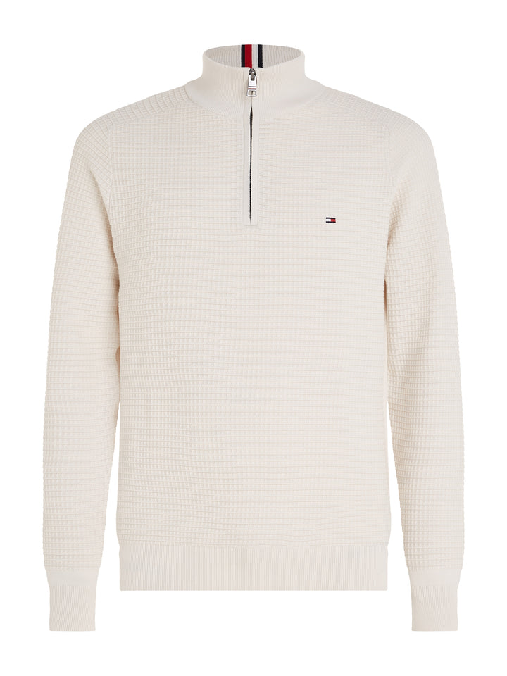 TH SPRING GRID ZIP MOCK - WEATHERED WHIT