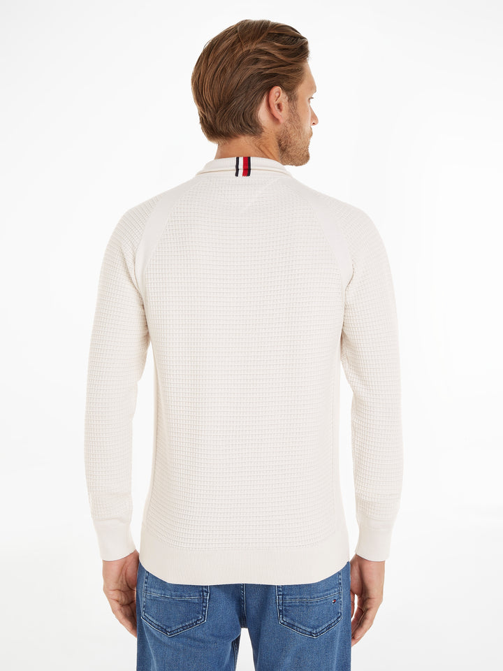 TH SPRING GRID ZIP MOCK - WEATHERED WHIT