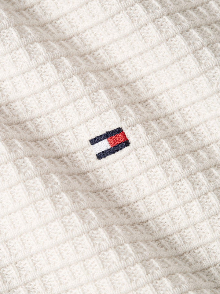 TH SPRING GRID ZIP MOCK - WEATHERED WHIT