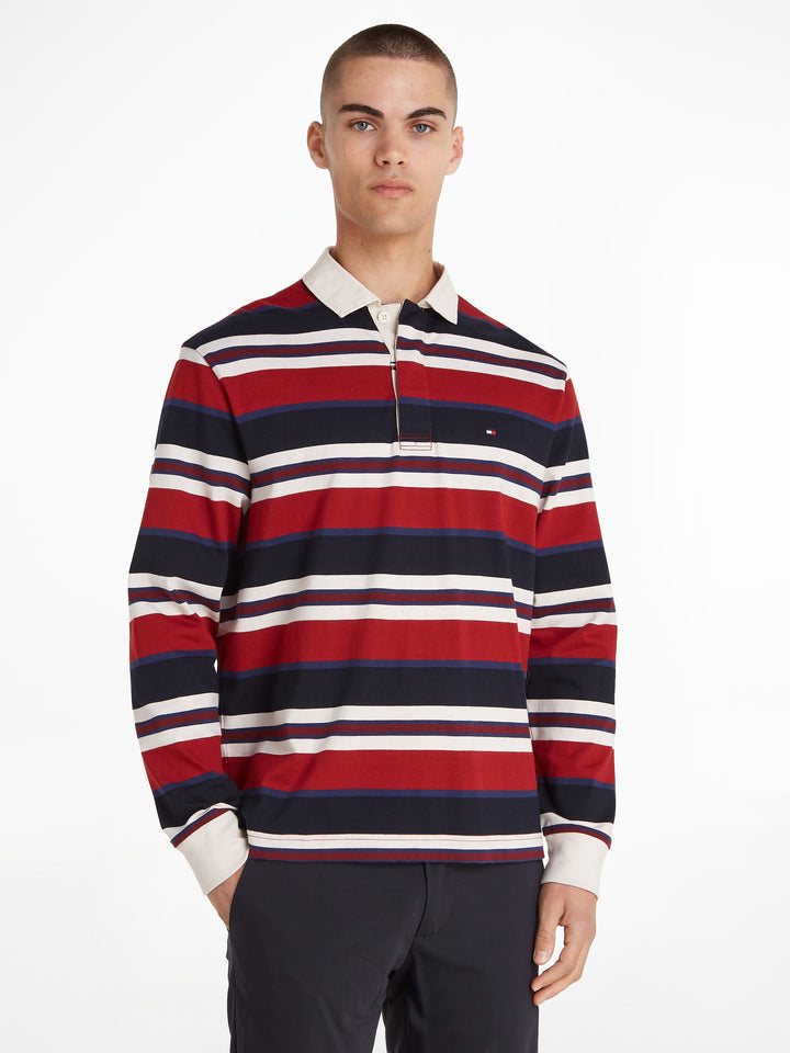 TH NEW PREP STRIPE RUGBY - RED/MULTI