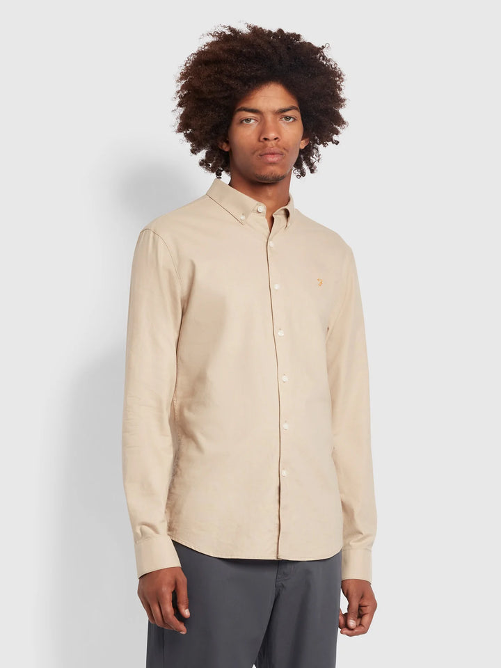 FARAH BREWER LS SHIRT - STRAW BEIGE