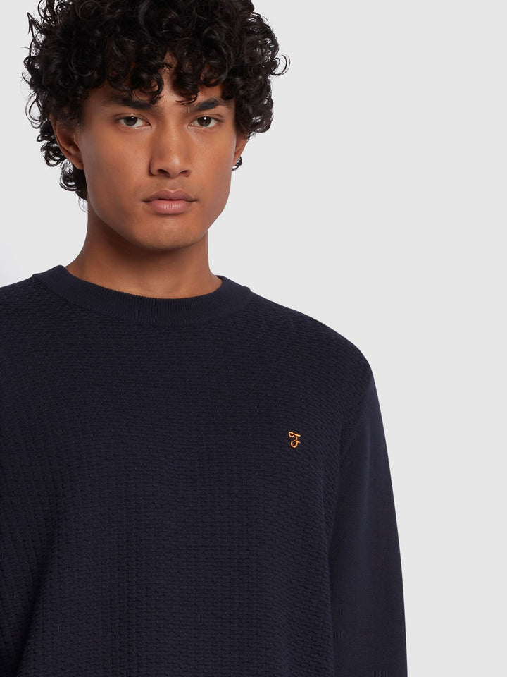 FARAH KIRKLEY TEXTURED LS - NAVY