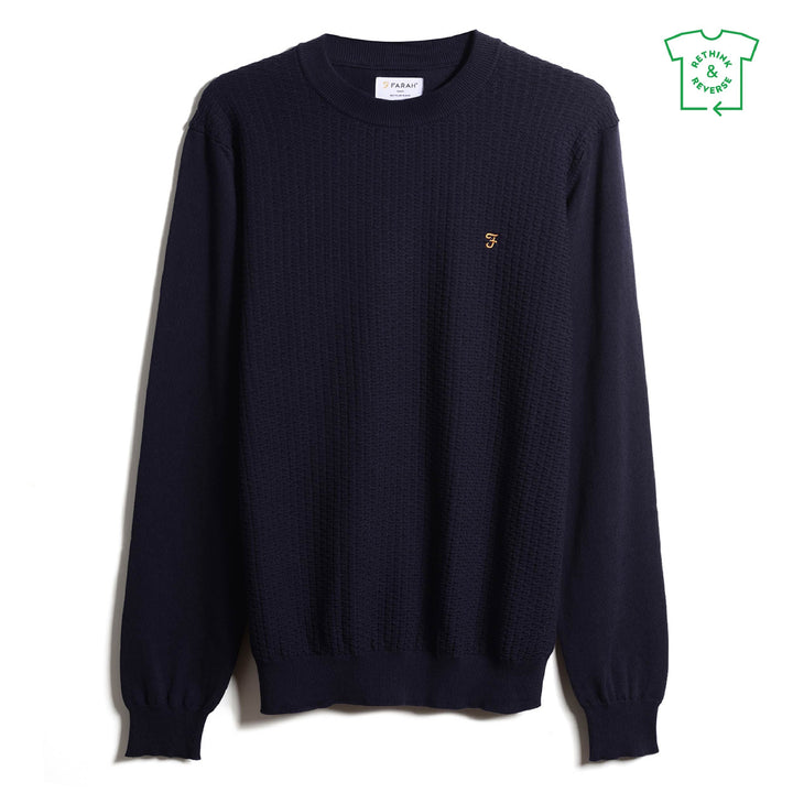 FARAH KIRKLEY TEXTURED LS - NAVY