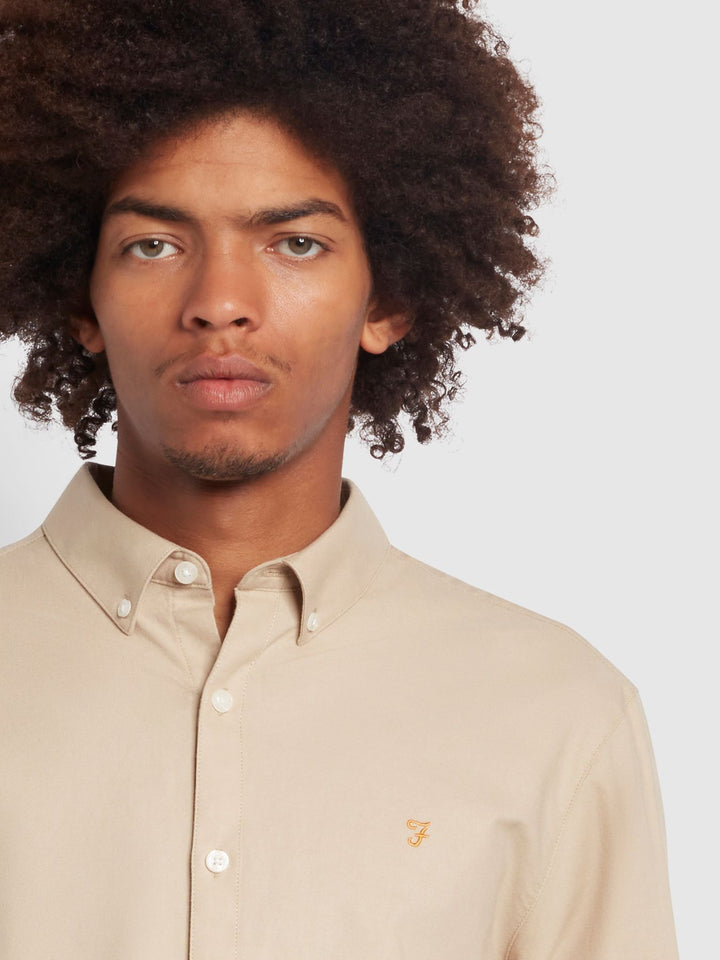 FARAH BREWER LS SHIRT - STRAW BEIGE