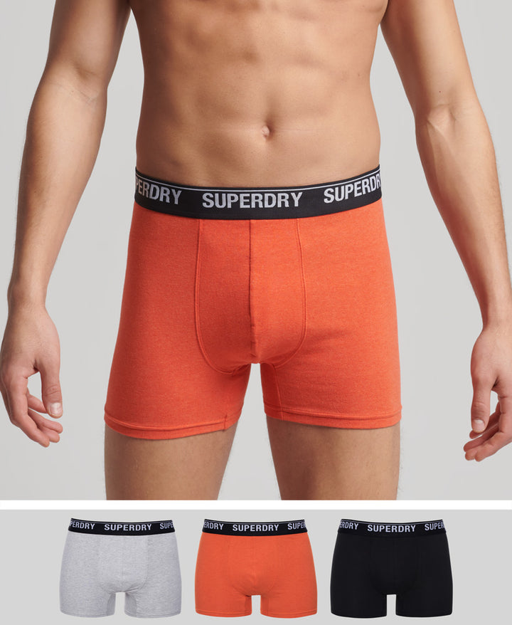 SUPERDRY 3 PACK BOXER - BLACK/ORANGE/GRE