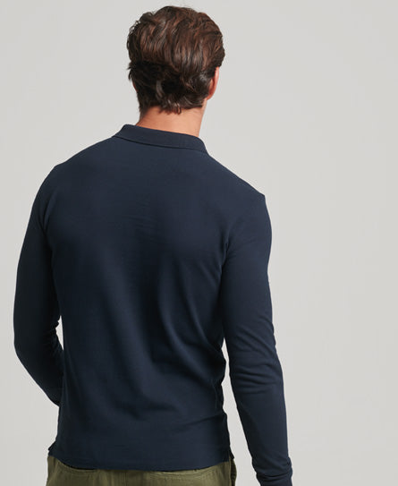 SUPERDRY STUDIOS L/S PIQUE POLO - NAVY