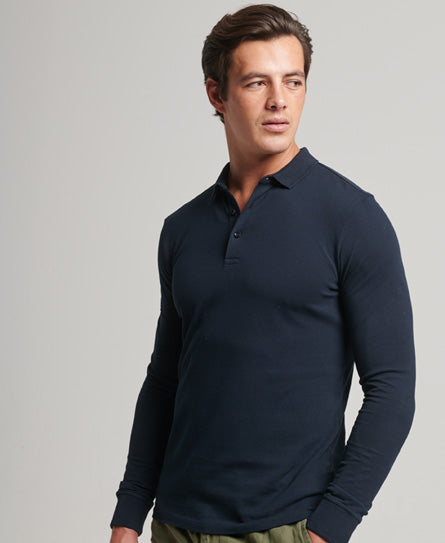 SUPERDRY STUDIOS L/S PIQUE POLO - NAVY